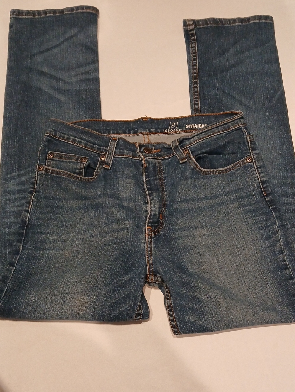 George Men's Straight Leg Denim Jeans in Medium Blue